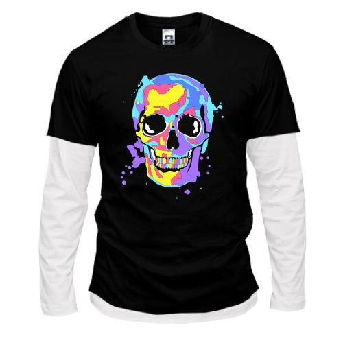 Комбинированный лонгслив Skull pop art