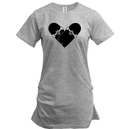Удлиненная футболка Skate-heart