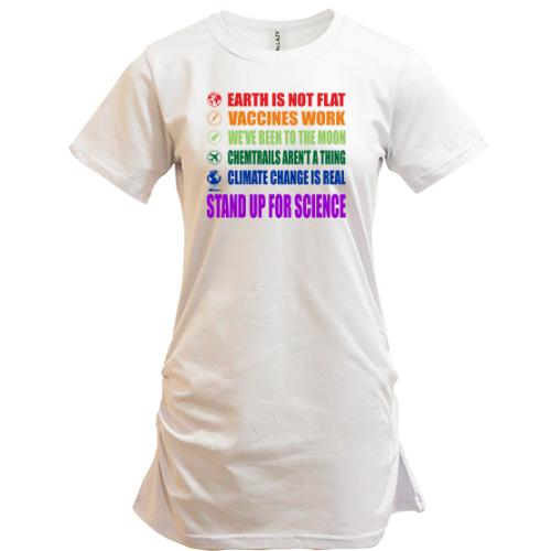 Удлиненная футболка Stand up for science