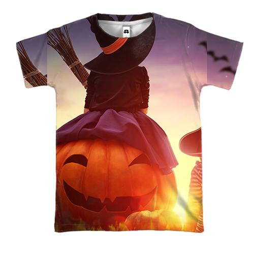 3D футболка Halloween pumpkin sunset