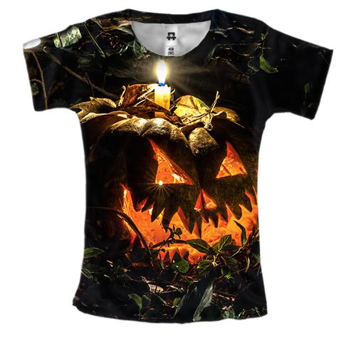 Женская 3D футболка Halloween pumpkin art 2