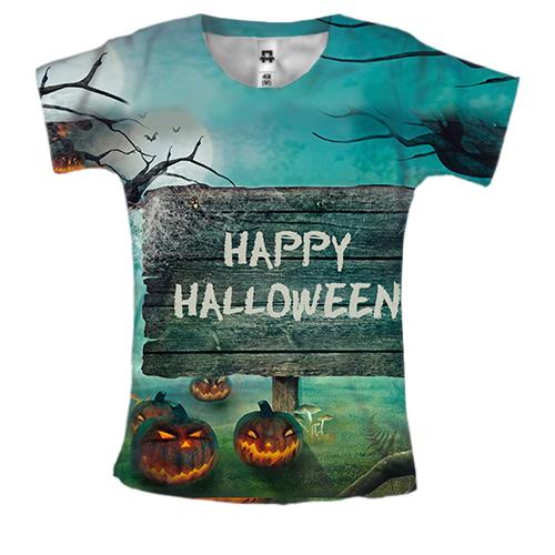 Женская 3D футболка Happy Halloween.