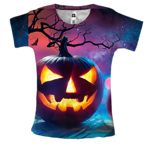 Женская 3D футболка Halloween pumpkins 2