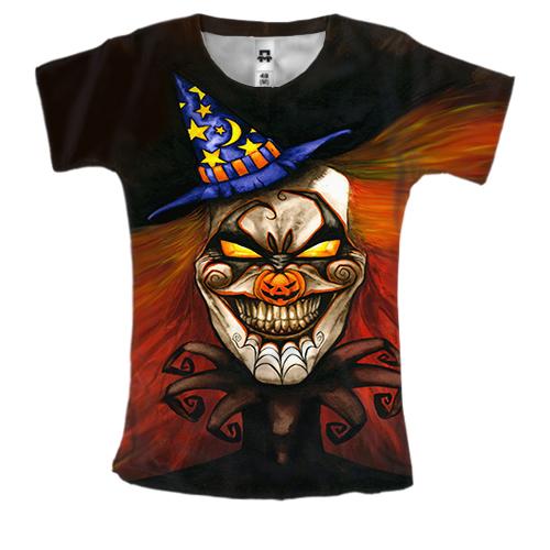 Женская 3D футболка Halloween clown art