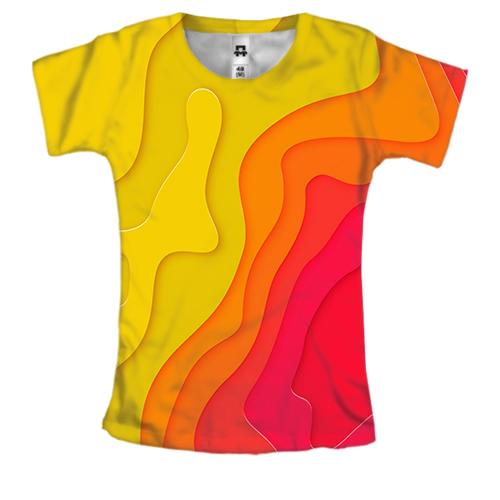 Жіноча 3D футболка Abstraction yellow-red