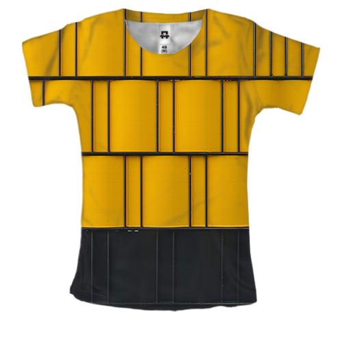 Женская 3D футболка Yellow-black pattern