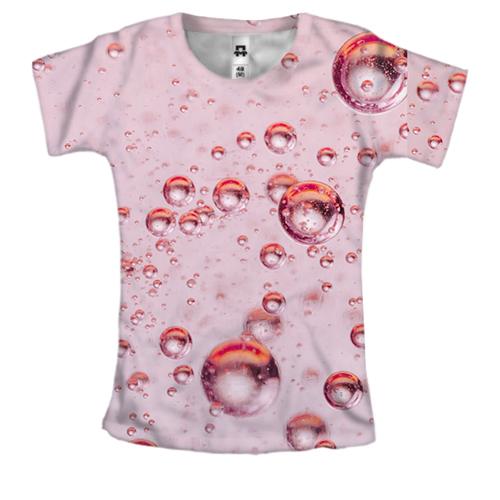 Жіноча 3D футболка Pink bubbles pattern