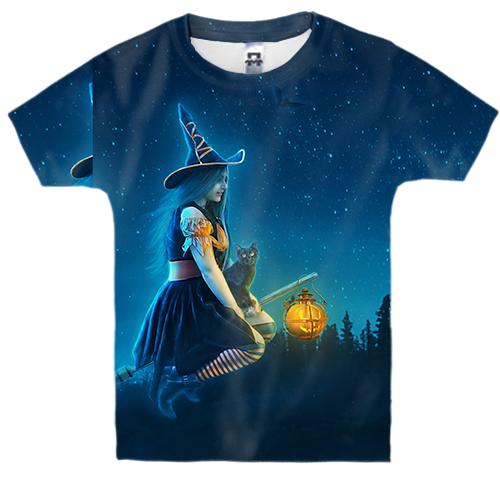 Детская 3D футболка Ведьма на метле 2