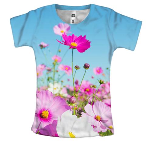 Женская 3D футболка с полевыми цветами