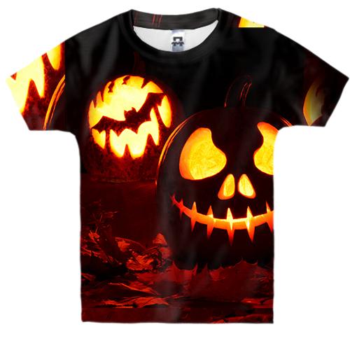 Дитяча 3D футболка Halloween pumpkin and bat