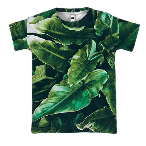 3D футболка Green leaves pattern