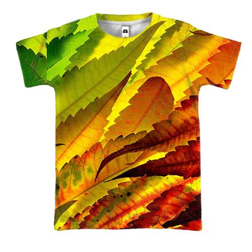 3D футболка Autumn leaves pattern