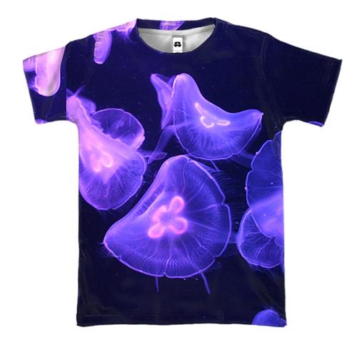 3D футболка Феолетовые медузы