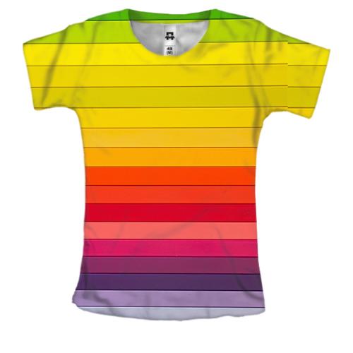 Жіноча 3D футболка Multicolor horizontal stripes