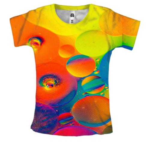 Жіноча 3D футболка Rainbow drops 2