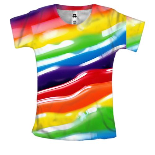 Жіноча 3D футболка Rainbow stripes