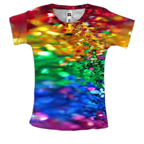 Жіноча 3D футболка Rainbow sequins