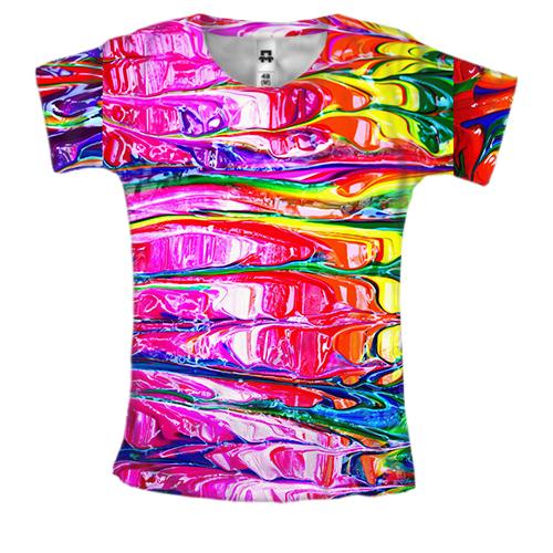 Женская 3D футболка Rainbow abstraction