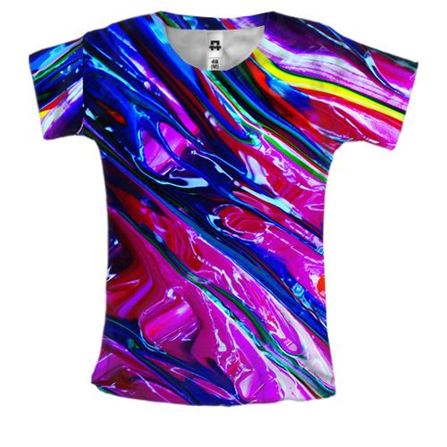 Женская 3D футболка Rainbow abstraction 2