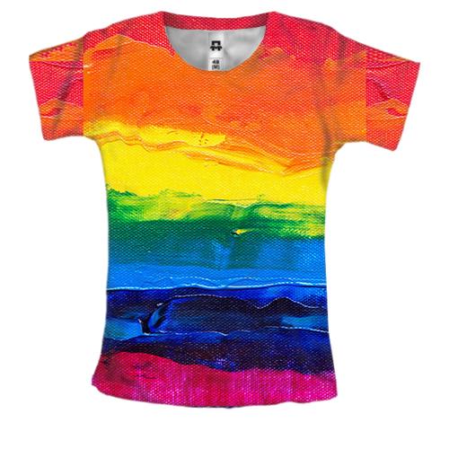 Жіноча 3D футболка Rainbow Abstraction 5