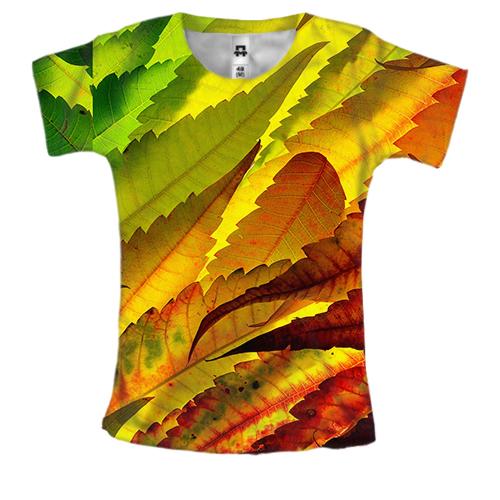 Жіноча 3D футболка Autumn leaves pattern
