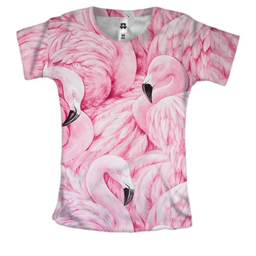 Женская 3D футболка Flamingo pattern