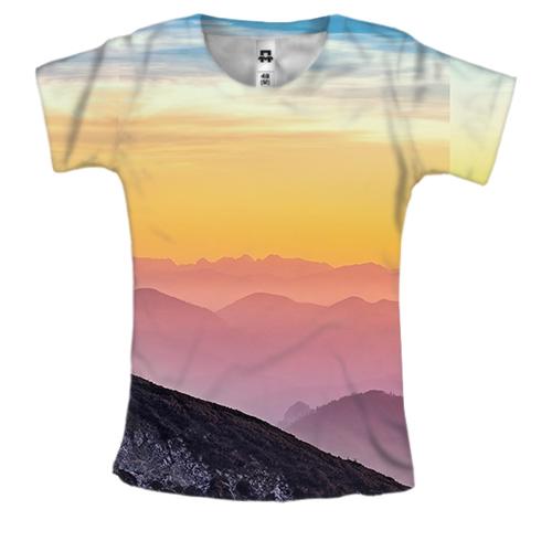 Женская 3D футболка Mountain landscape