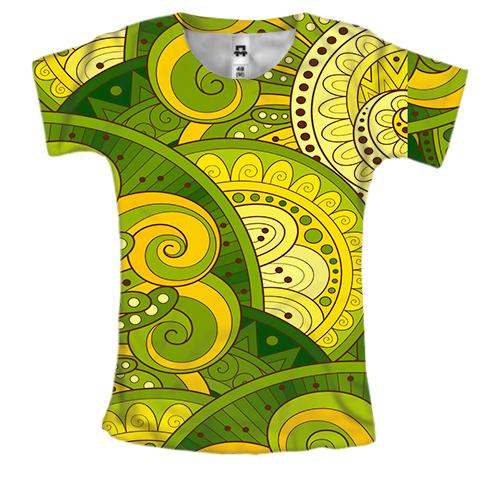 Жіноча 3D футболка Green mandala