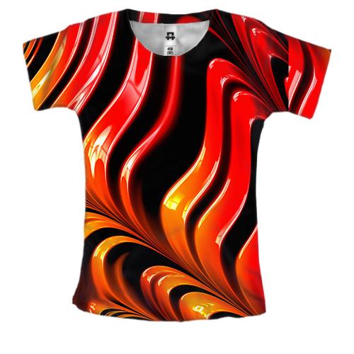 Жіноча 3D футболка Abstraction red lines