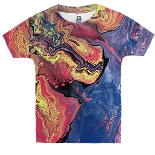 Детская 3D футболка Абстракция разводы краски. 23