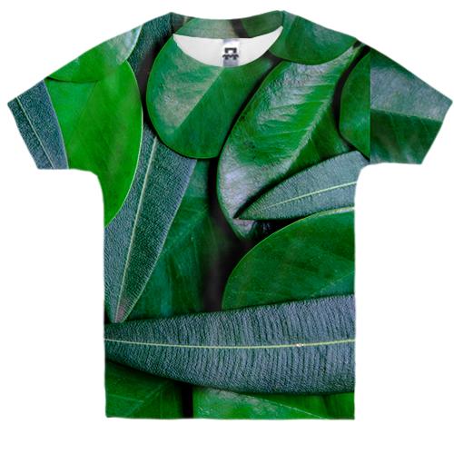 Дитяча 3D футболка Green leaves pattern 4