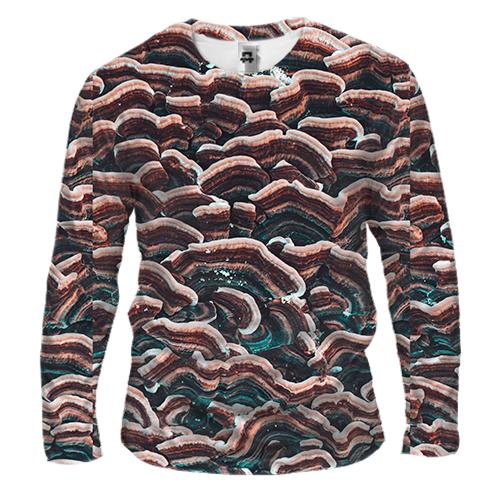 Мужской 3D лонгслив Mushrooms pattern