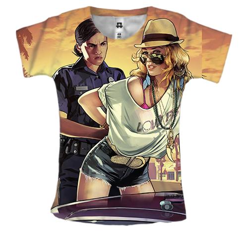 Жіноча 3D футболка GTA police girl