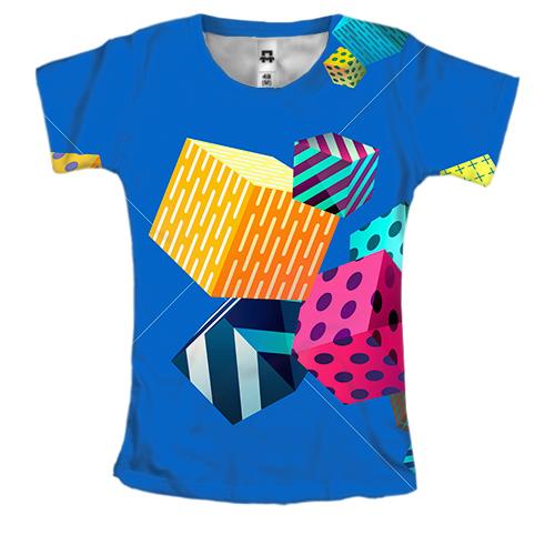 Жіноча 3D футболка Cubes abstraction