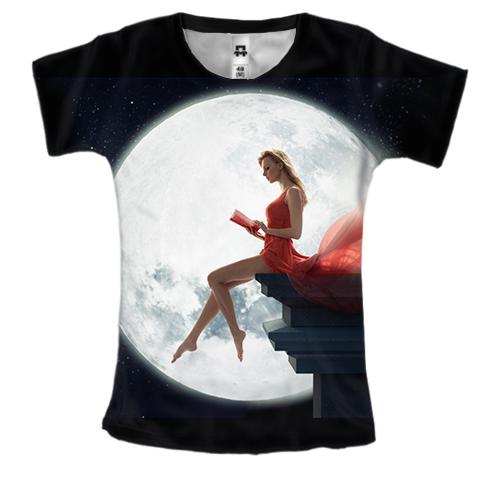 Женская 3D футболка Girl on the edge of the cliff