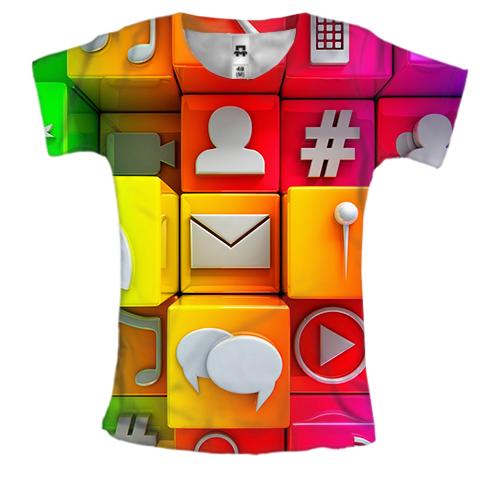 Женская 3D футболка Multicolor icons