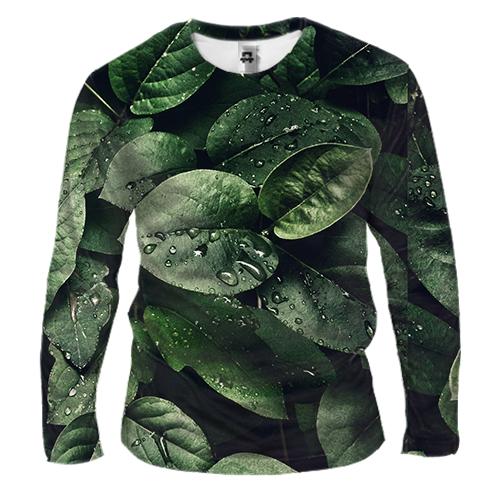 Чоловічий 3D лонгслів Green leaves pattern 2