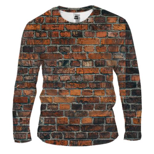 Мужской 3D лонгслив Кирпичная стена