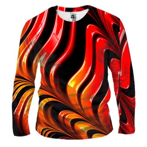 Чоловічий 3D лонгслів Abstraction red lines