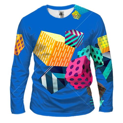 Мужской 3D лонгслив Cubes abstraction