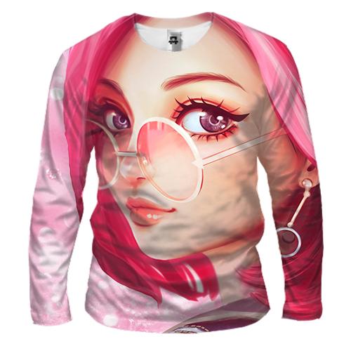 Мужской 3D лонгслив Pink anime girl