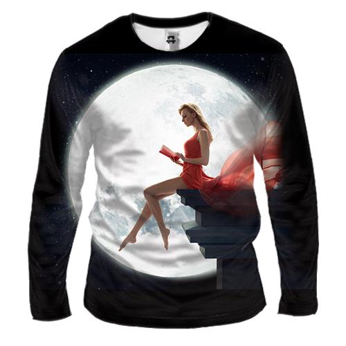Чоловічий 3D лонгслів Girl on the edge of the cliff