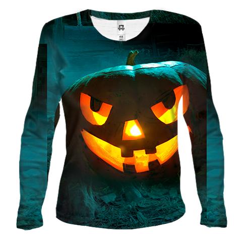 Жіночий 3D лонгслів Halloween pumpkin smile