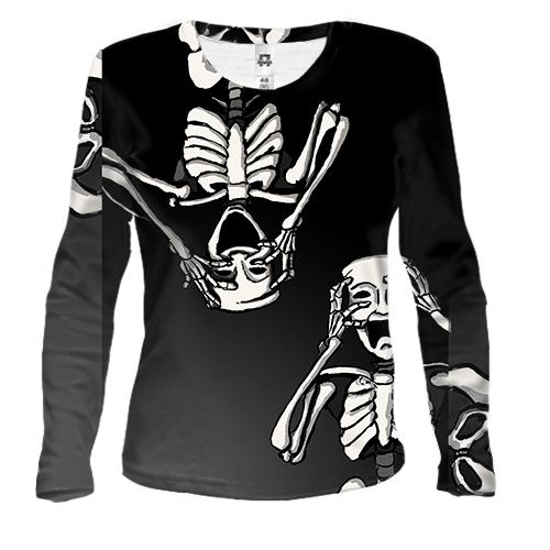 Женский 3D лонгслив Two skeletons