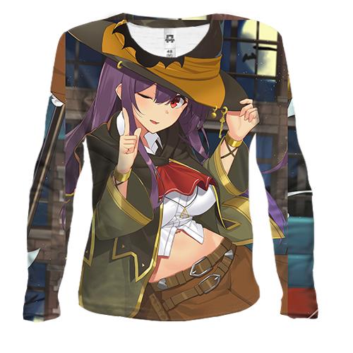 Жіночий 3D лонгслів Halloween anime girl
