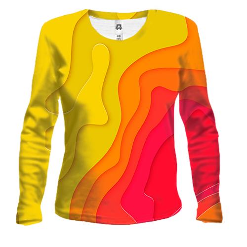 Женский 3D лонгслив Abstraction yellow-red