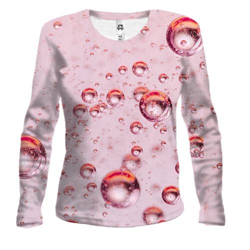 Женский 3D лонгслив Pink bubbles pattern