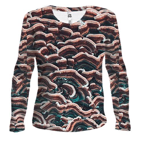 Женский 3D лонгслив Mushrooms pattern