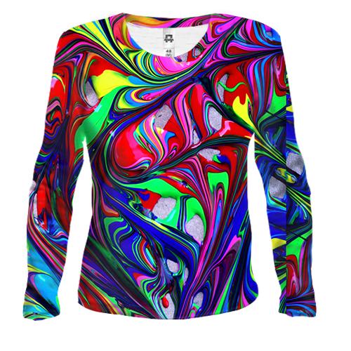 Женский 3D лонгслив Multicolor abstraction