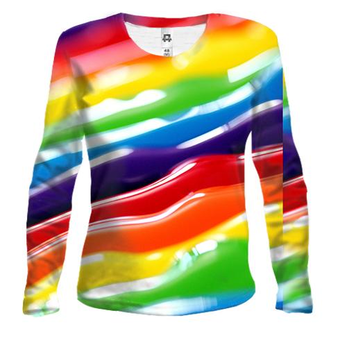 Женский 3D лонгслив Rainbow stripes